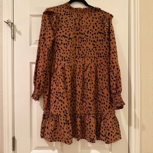 Leopard Print Long Sleeve Dress
